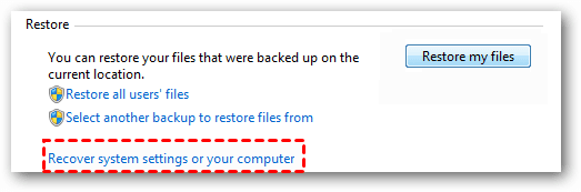 Recover System Settings Your Computer