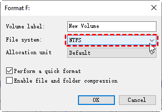 Format FAT32 to NTFS Disk Management