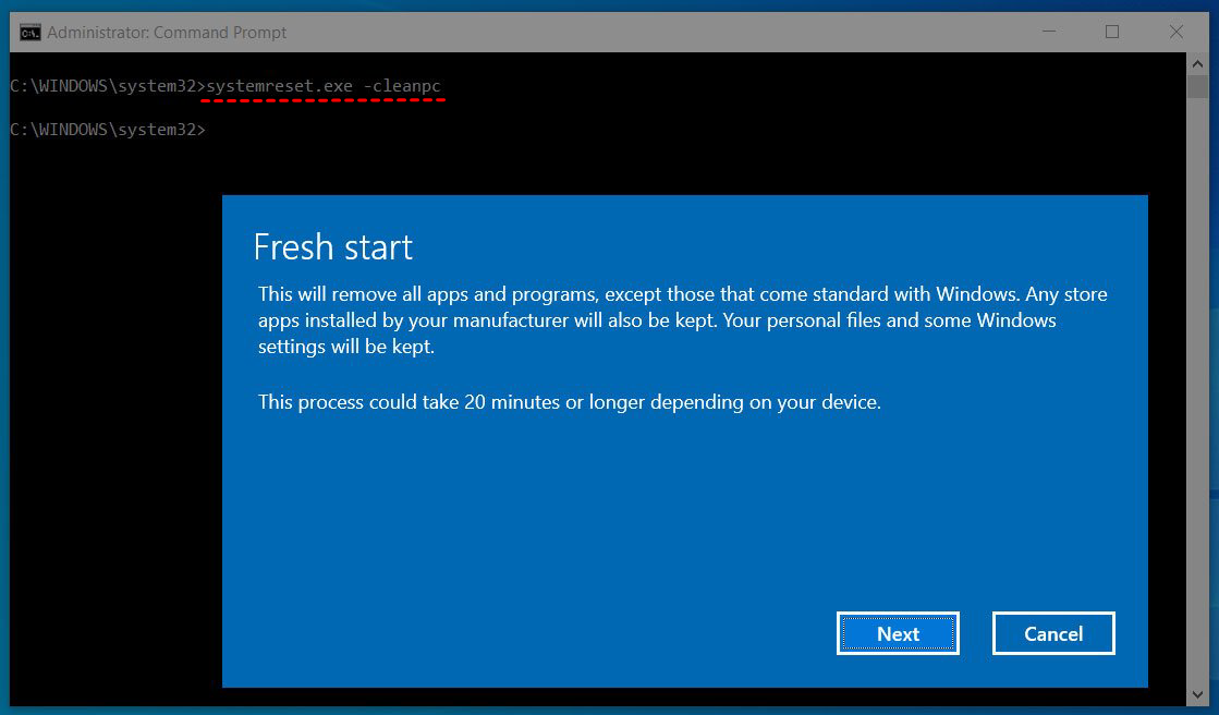 Fresh Start Windows 10