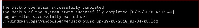System State Backup Completed