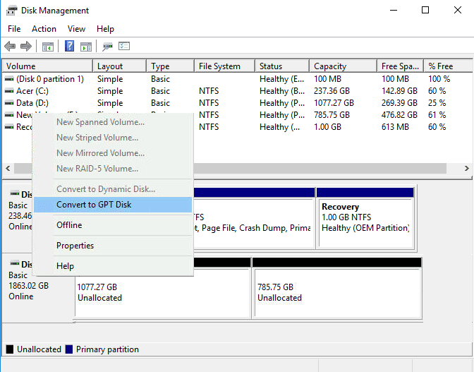 Convert To GPT Disk