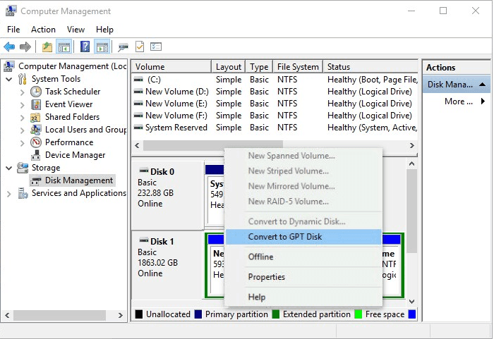 Convert MBR to GPT Disk