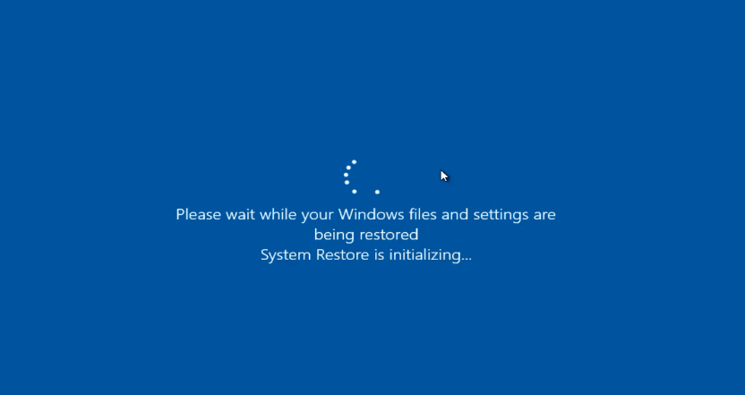 System Restore Stuck on Initializing