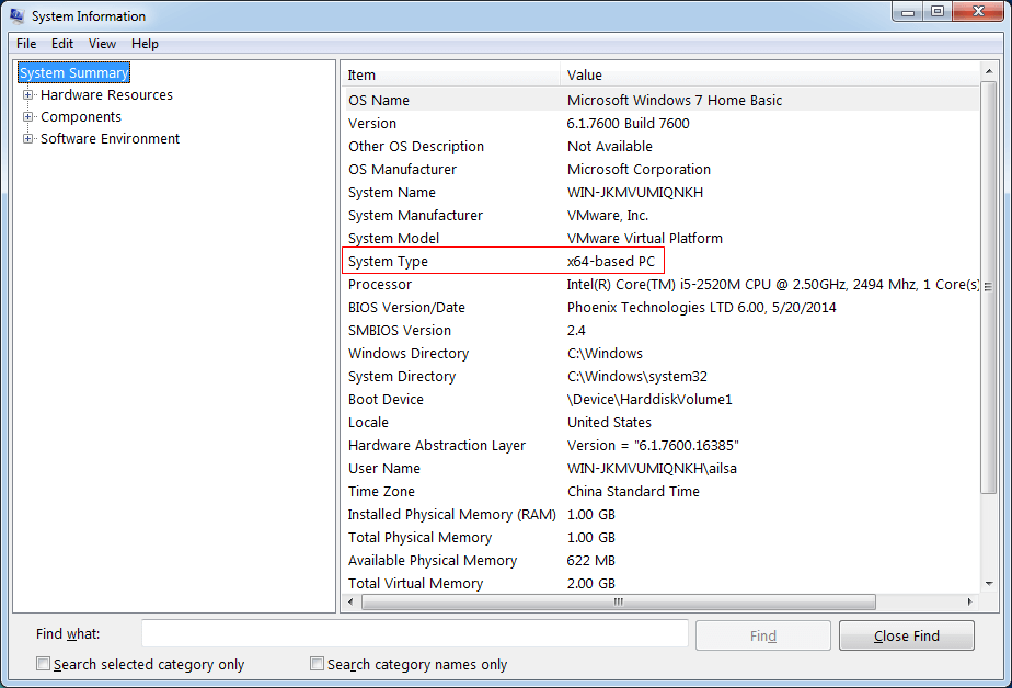 Windows 7 System Information