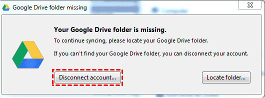 Google Drive Folder Missing Disconnect Account