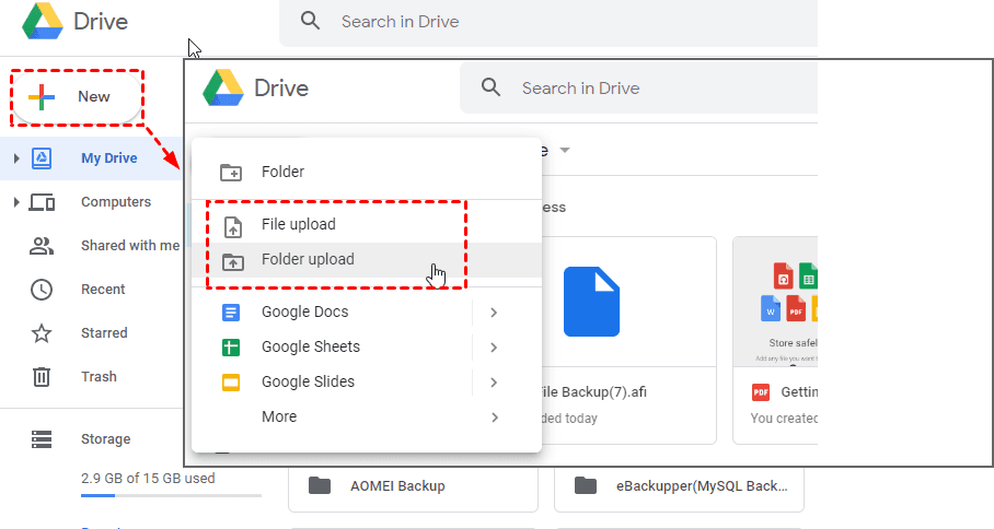 Google Drive File Folder Upload