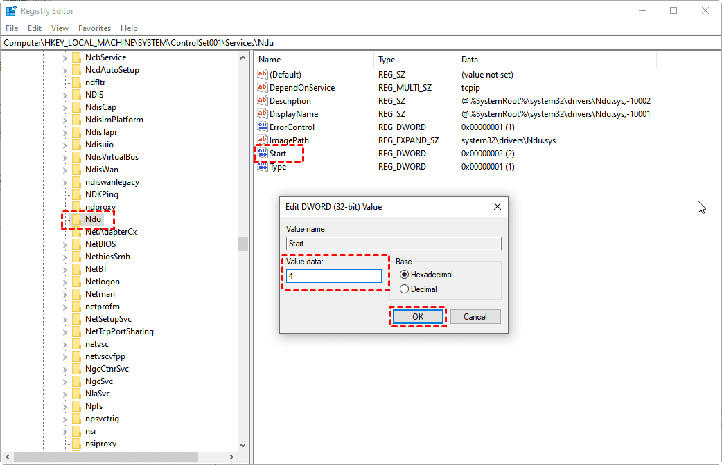 Disable Ndu In The Registry