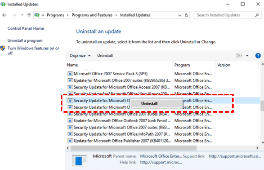 Uninstall Faulty Windows Update