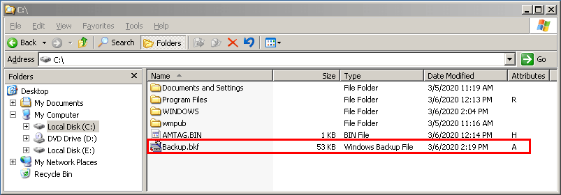 comment mettre sur ntbackup dans Windows Server 2003