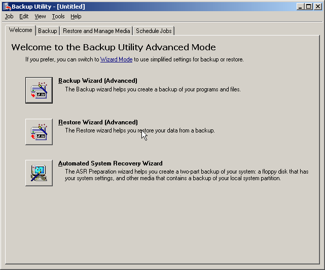 Window XP Backup Utility 