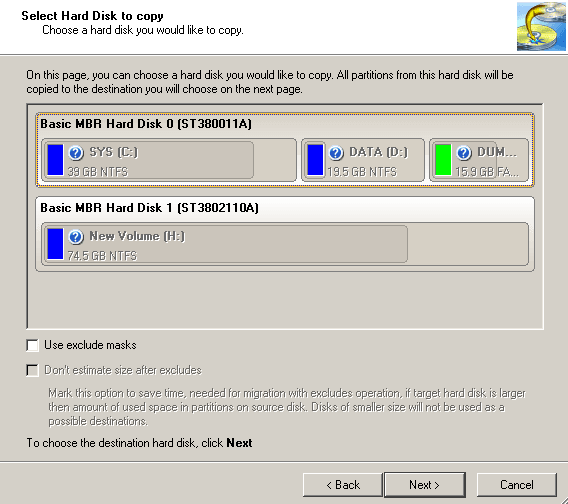 Select Hard Disk to Copy