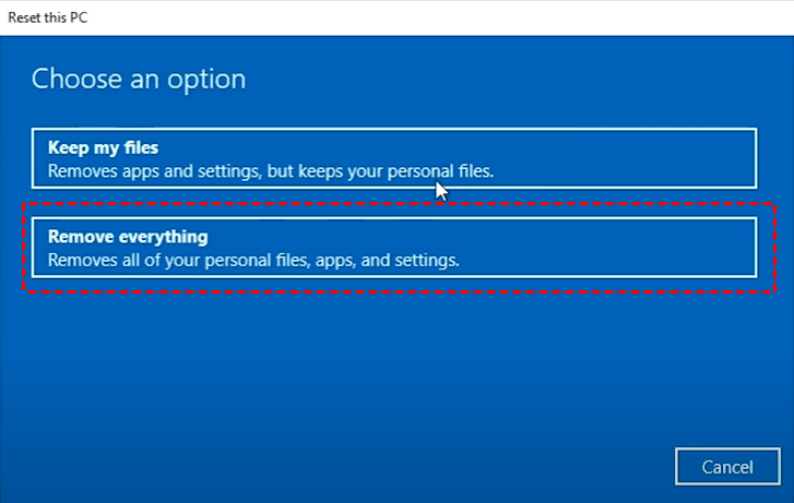 Remove Everything Reset This PC