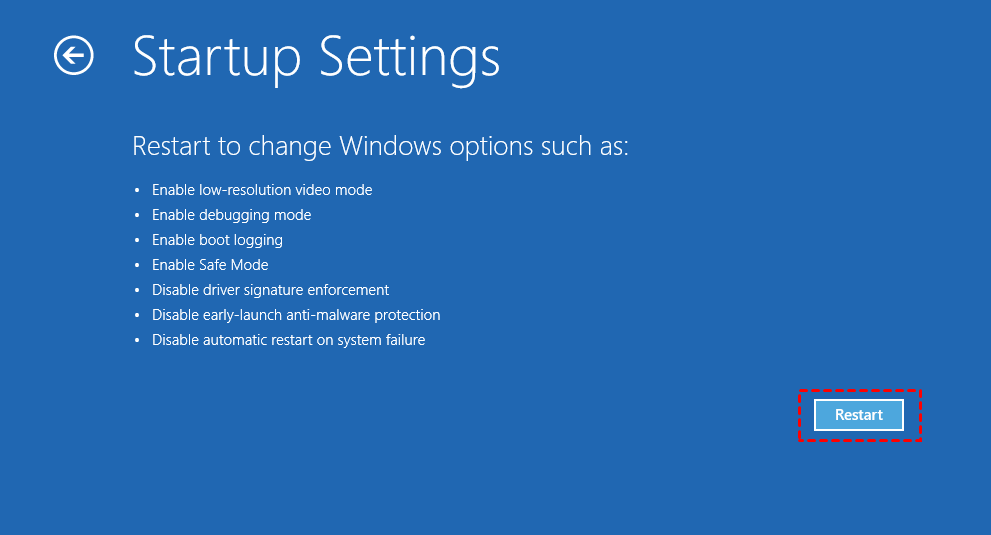 Windows Go commande la restauration du système