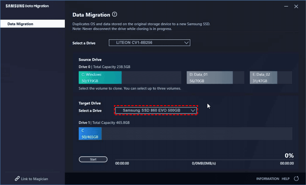 Samsung Data Migration Choose Destination Disk