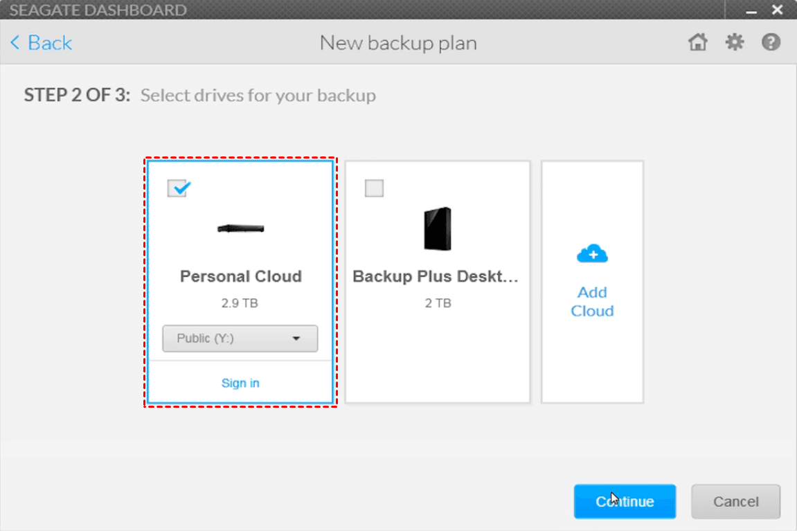 Back Up to Personal Cloud