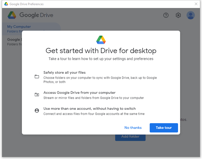 get started with drive for desktop