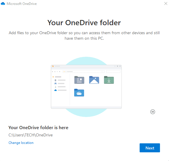 How do I sync my local folder to OneDrive without moving?