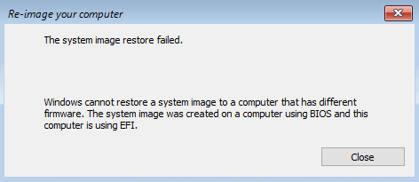 Windows Cannot Restore System Image To Different Firmware