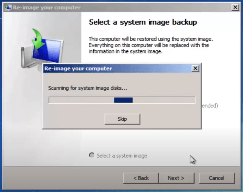 Scanning For System Image