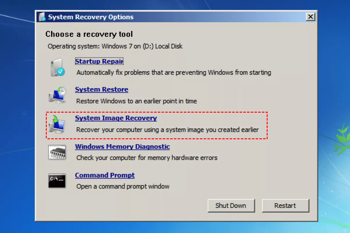 System Recovery Options Win 7