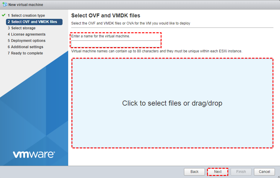 Select OVF and VMDK files
