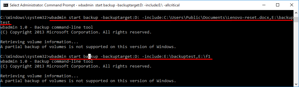 Windows 10 Not Support Backup Files Wbadmin