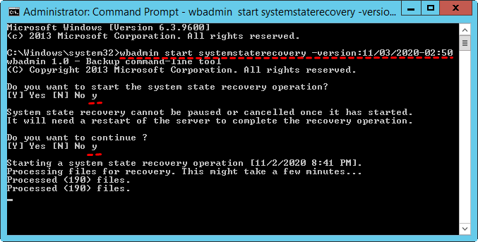 Wbadmin System State Recovery