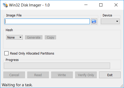 win32 disk imager, una sorta di file selezionato non esiste