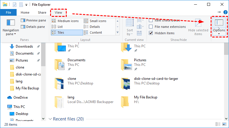 File Explore View Options