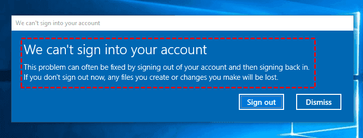 We Cant Sign into Your Account Windows 10
