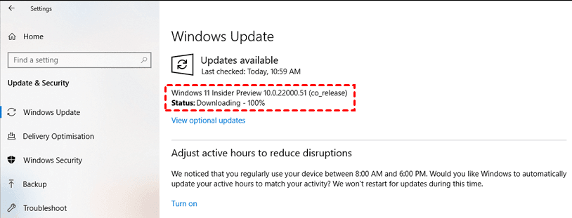 Mise à jour de Windows 11 bloquée