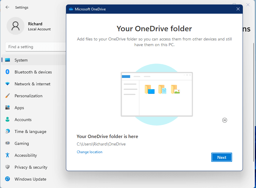 OneDrive Setup Wizard