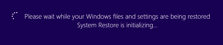 Windows 8 Initial System Restore