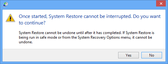 Windows 8 System Retore Continue