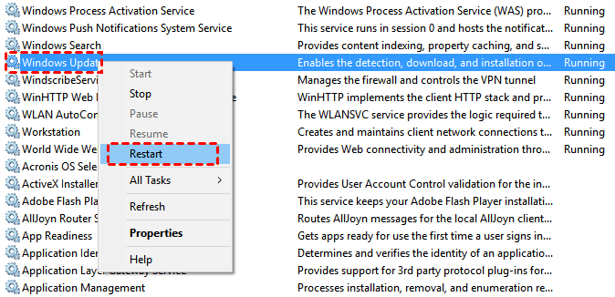 Restart The Windows Update Service
