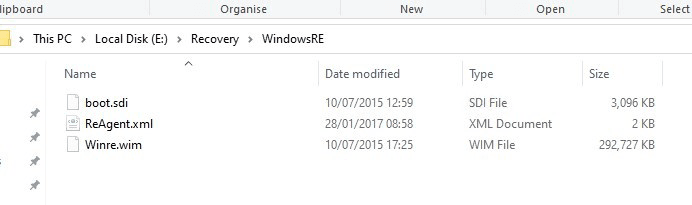 Windows Recovery Environment Files