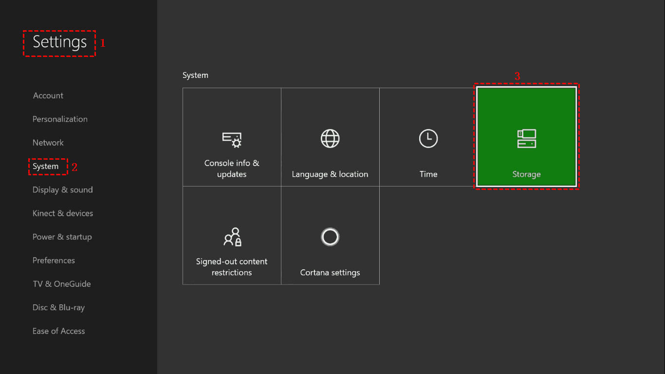 Xbox One S System Storage