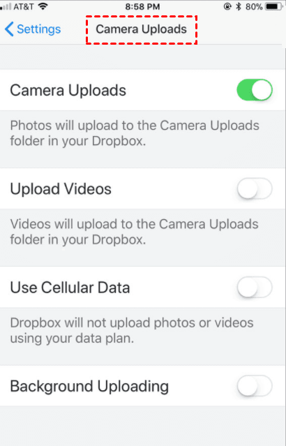 Cameral Uploads iOS