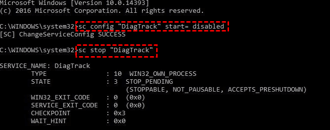 Disable Diagtrack Service