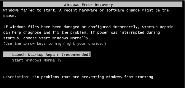 how to fix a windows error recovery