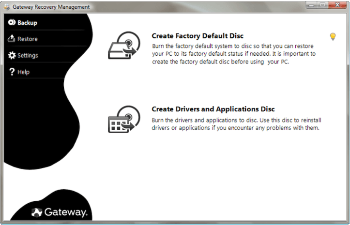 Gateway Recovery Management Windows 8