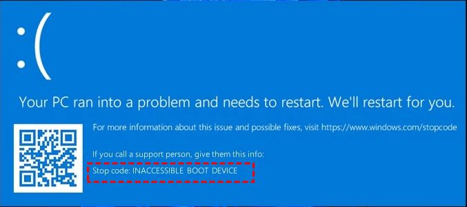 Inaccessible Boot Device Windows 11 SSD