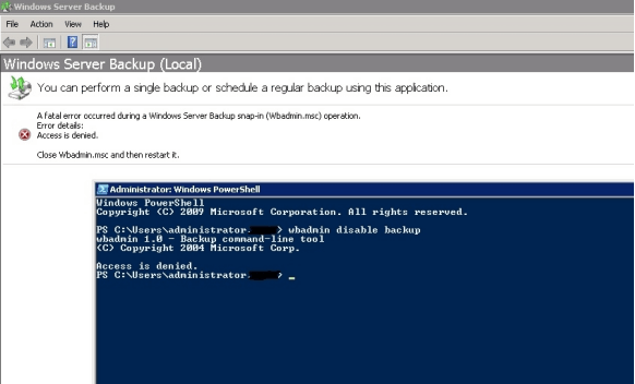 Windows Server Backup Access is Denied