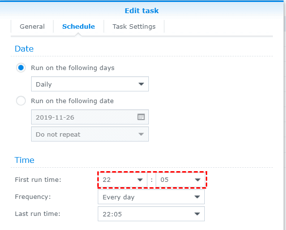 Start Synology Cloud Sync Schedule