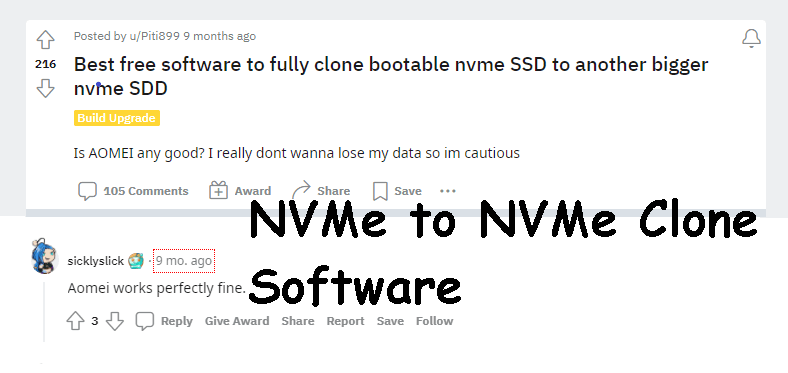 NVMe to NVMe Clone Software