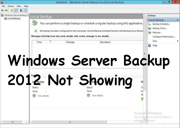 Windows Server Backup 2012 Not Showing