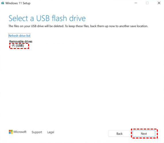 Select USB Drive