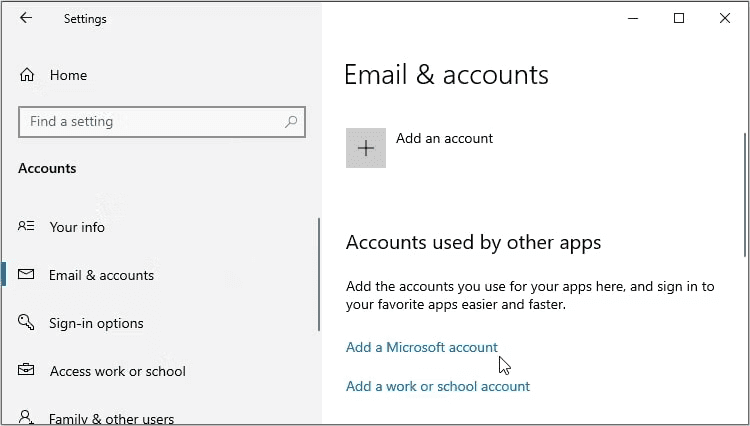 Add a Microsoft Acount