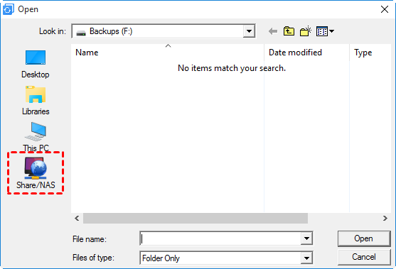 Select QNAP Folder