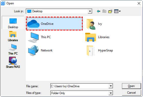 Select Onedrive Desktop Folder